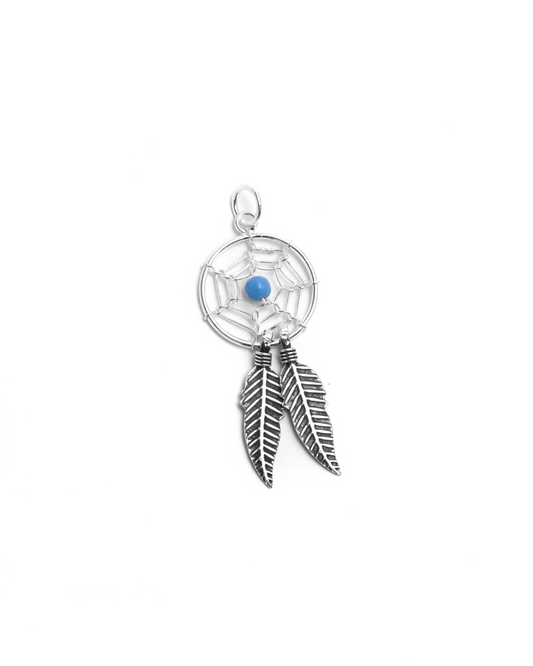 Silver Dream Catcher Pendant with Turquoise
