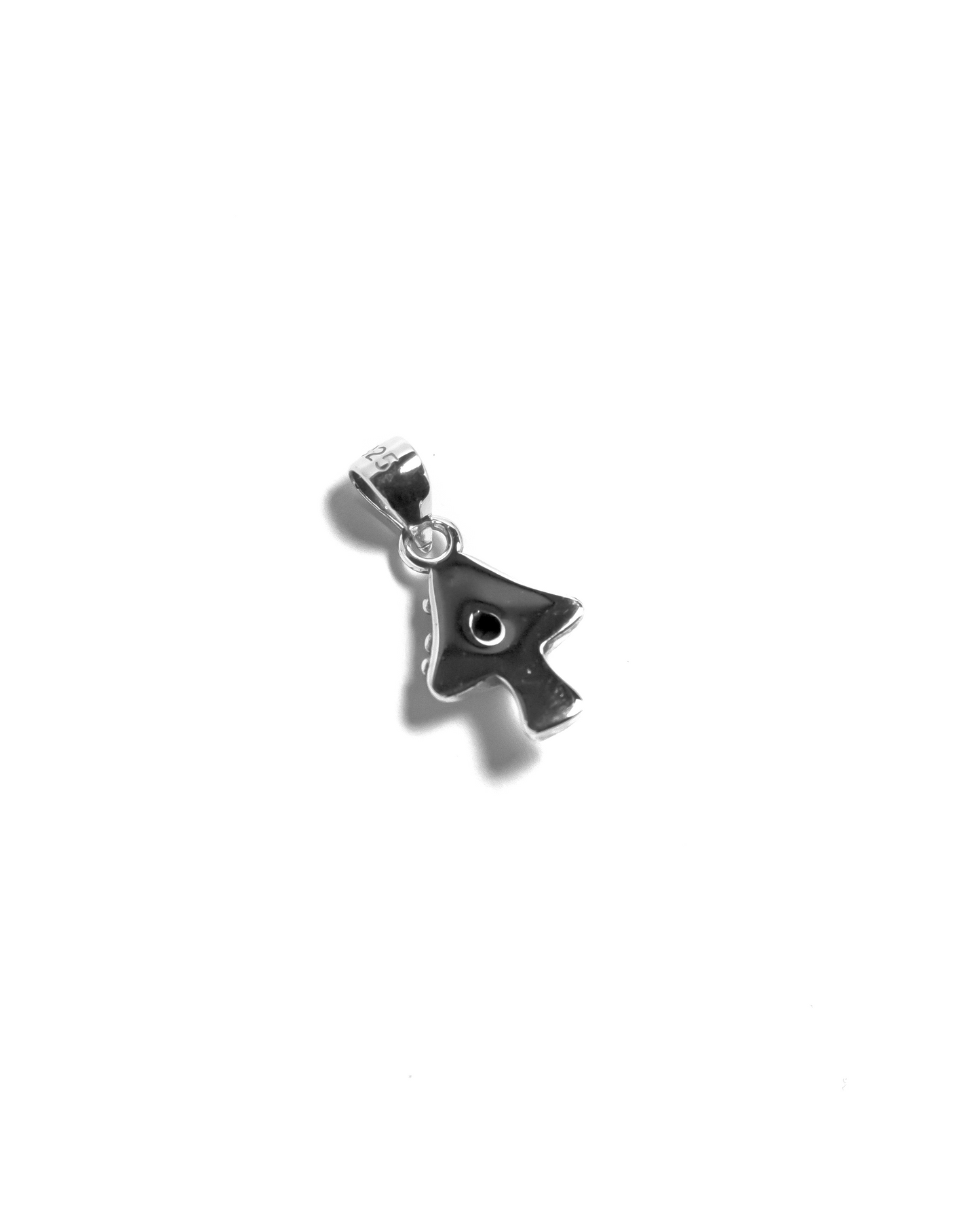 Mushroom pendant in silver with synthetic diamond