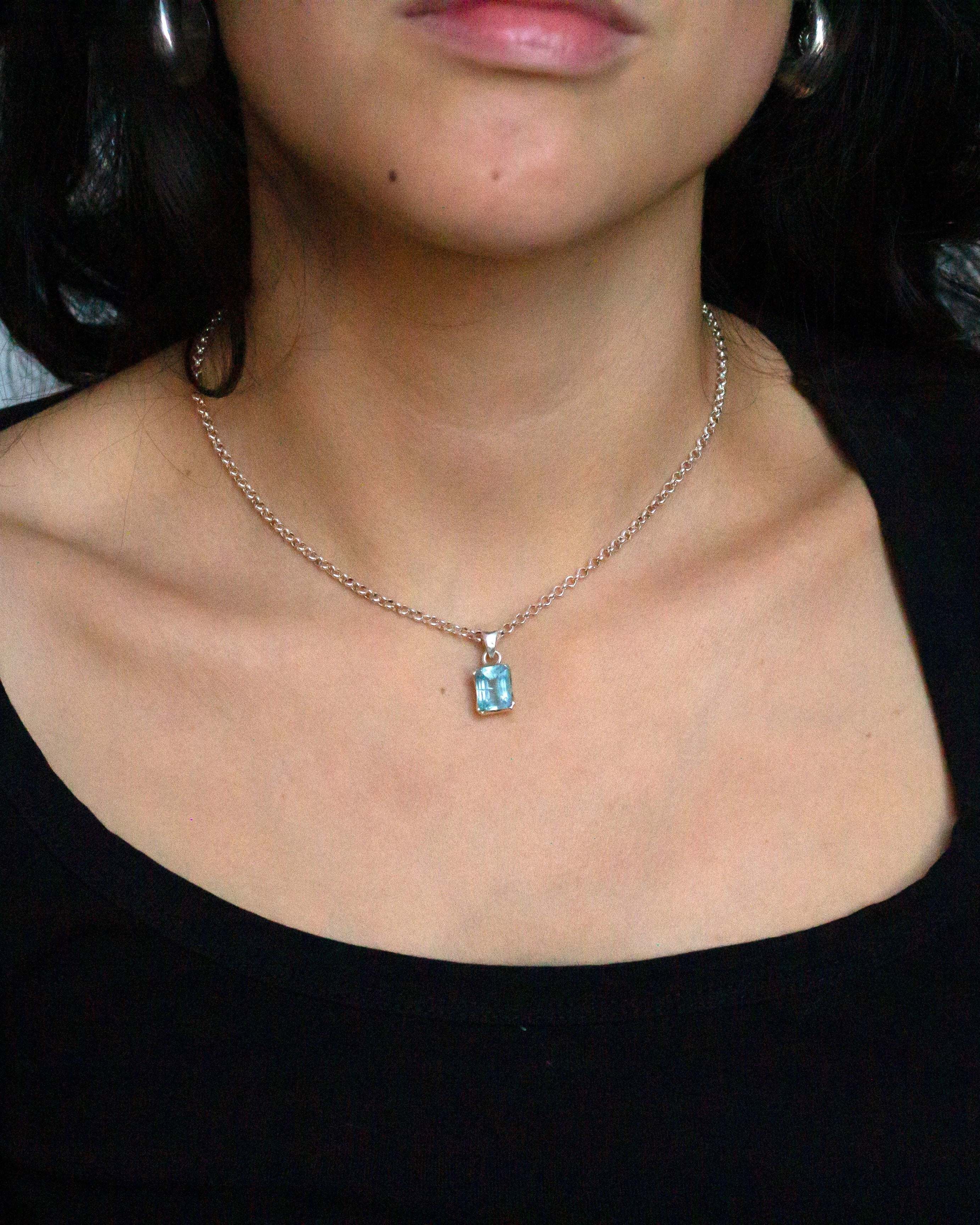 Aquamarine Necklace in Silver