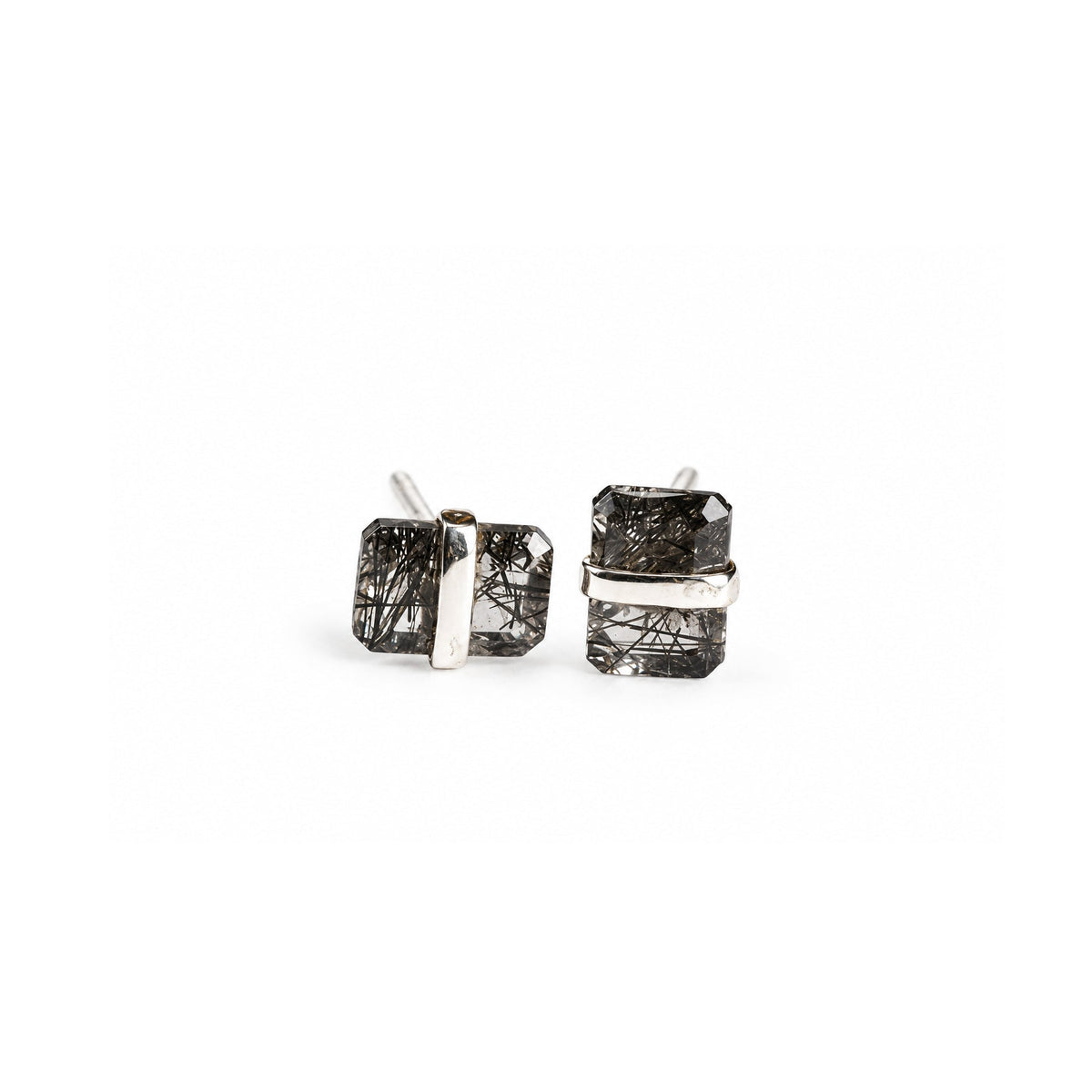 Tourmalinated Quartz Stud Earrings