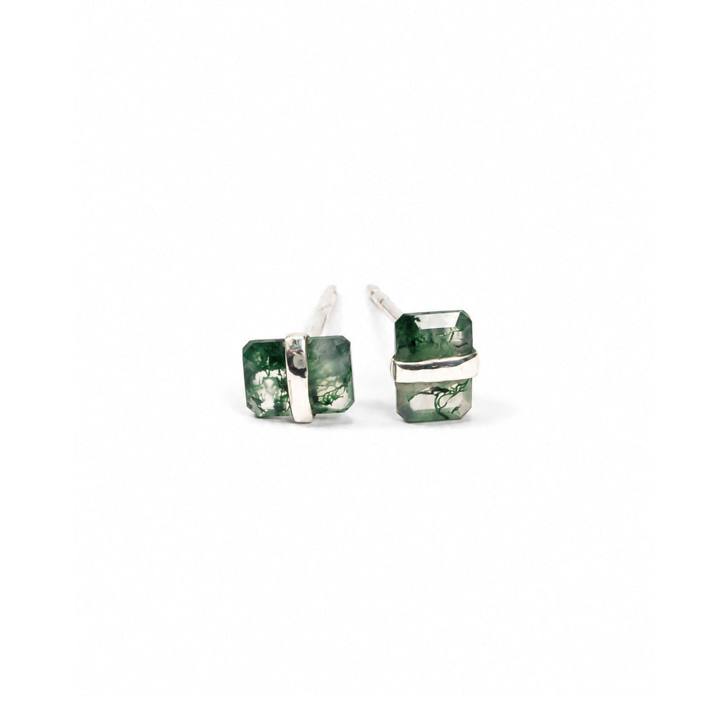 Moss Agate Stud Earrings