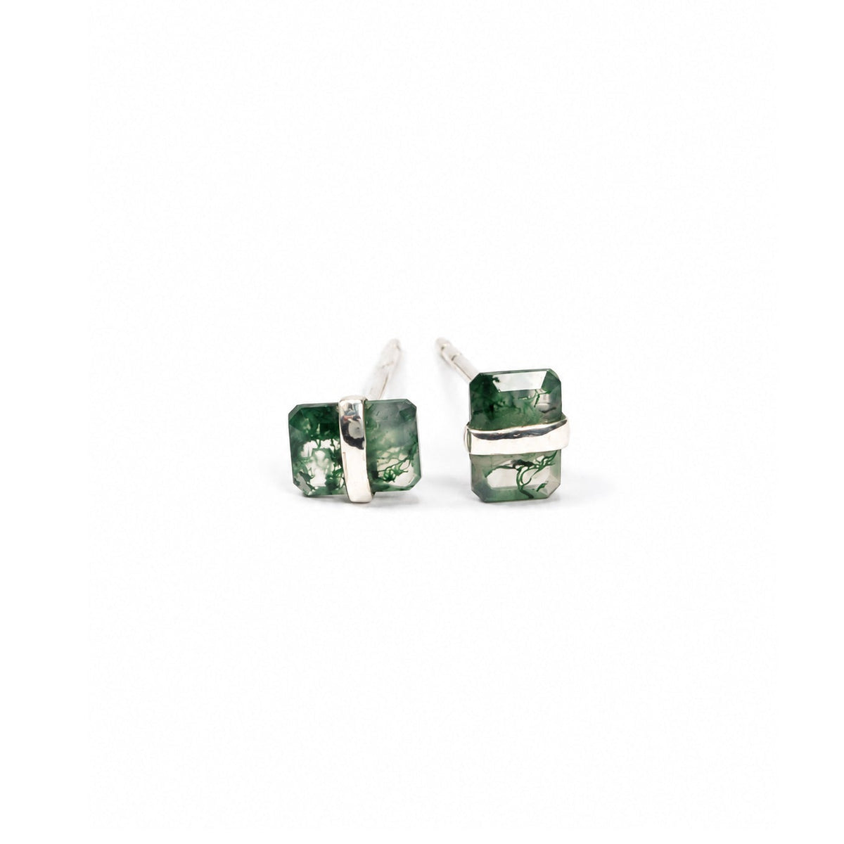 Moss Agate Stud Earrings