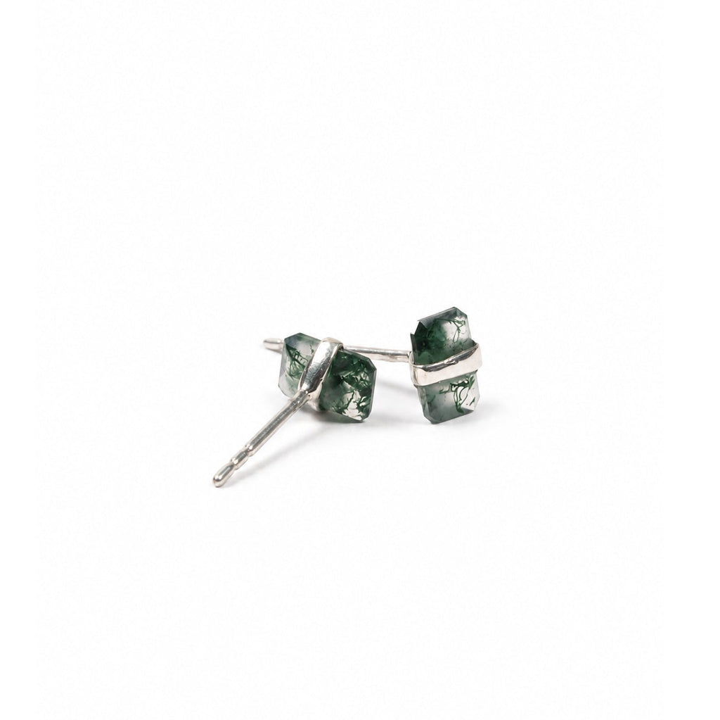 Moss Agate Stud Earrings
