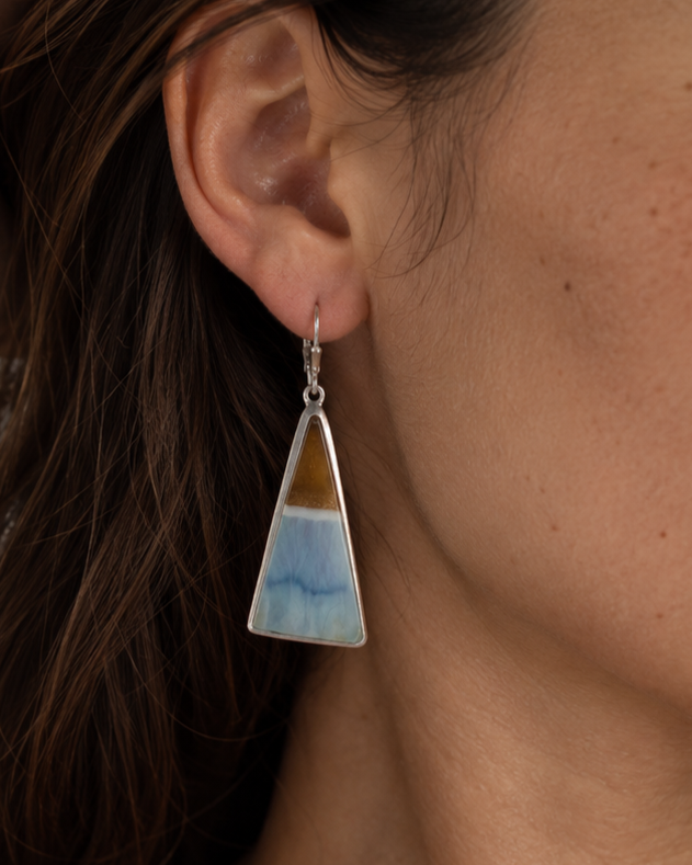 Blue Opal Drop Earrings - 925 Silver