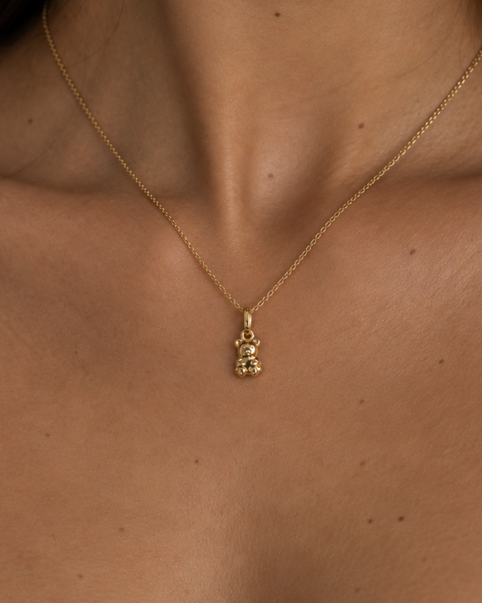 Teddy Bear Pendant - 14K Gold