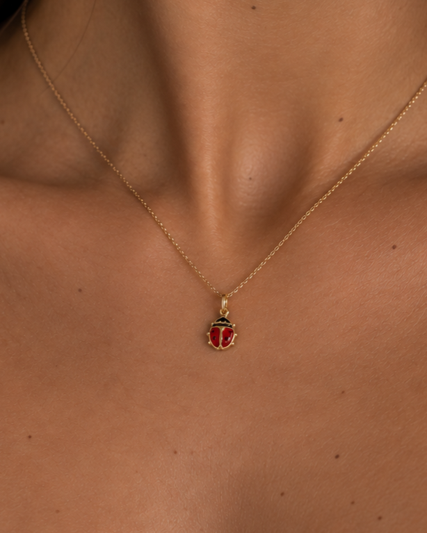 Ladybug Pendant - 14K Gold