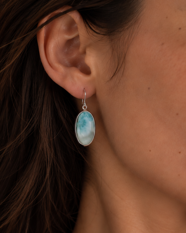 Larimar Drop Earrings - 925 Silver