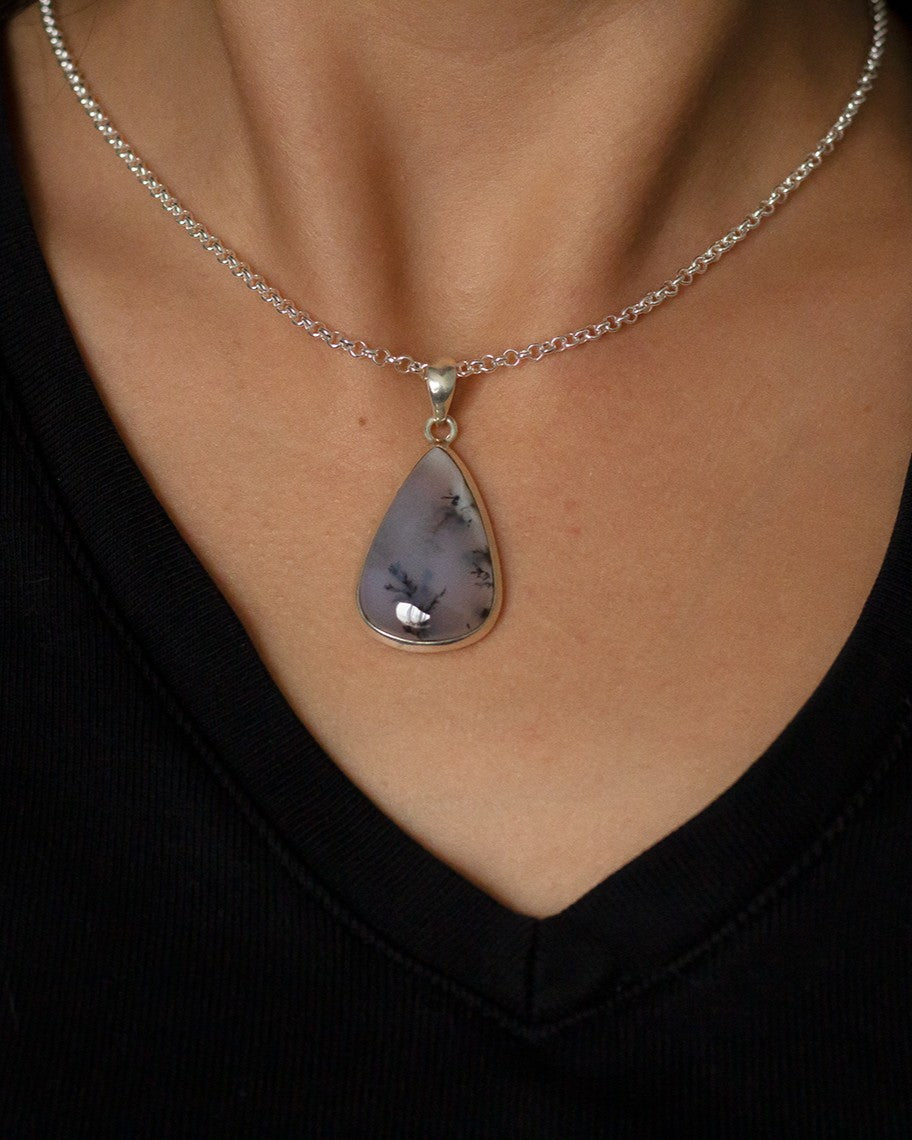 Dendritic Opal Necklace - 925 Silver