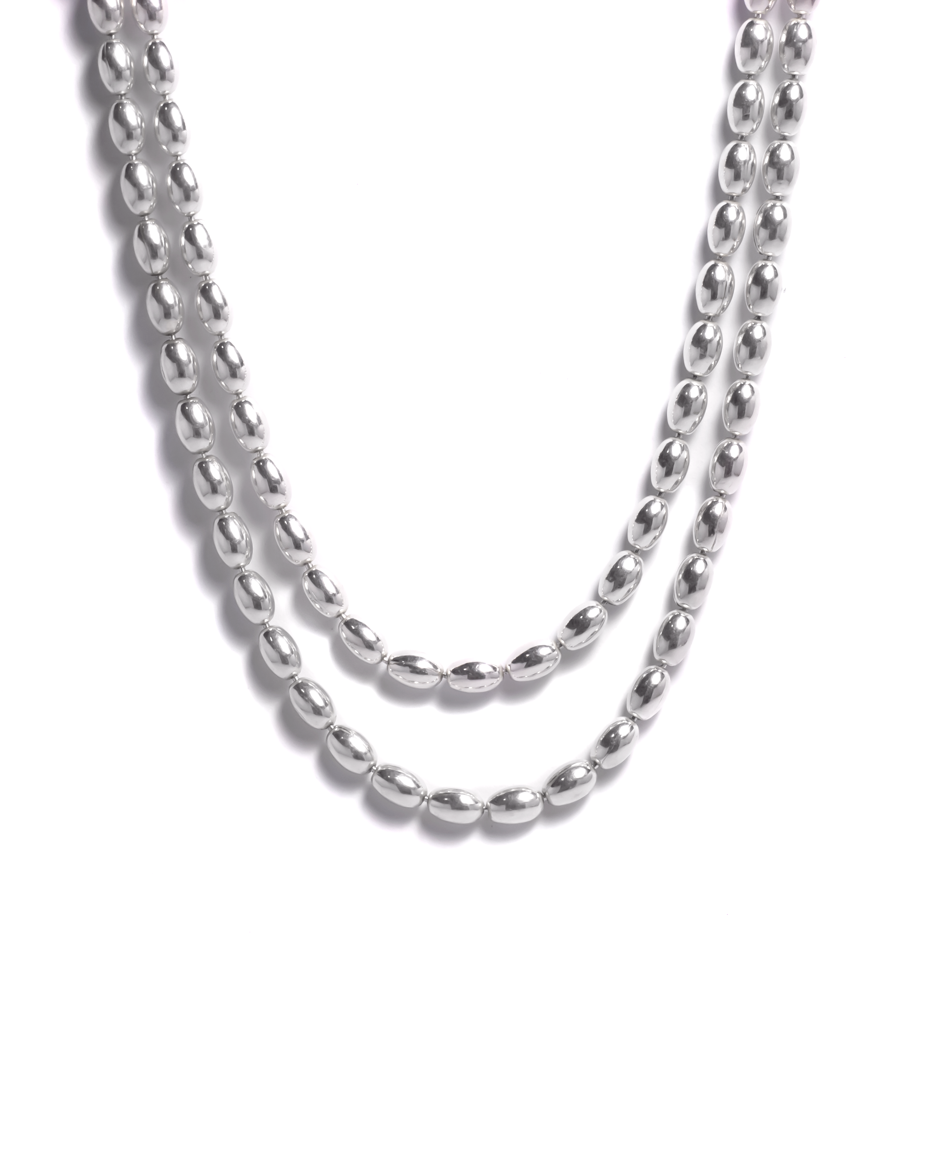 Vintage  Stackable Sterling Silver Beaded Necklace - 31.5 Grams