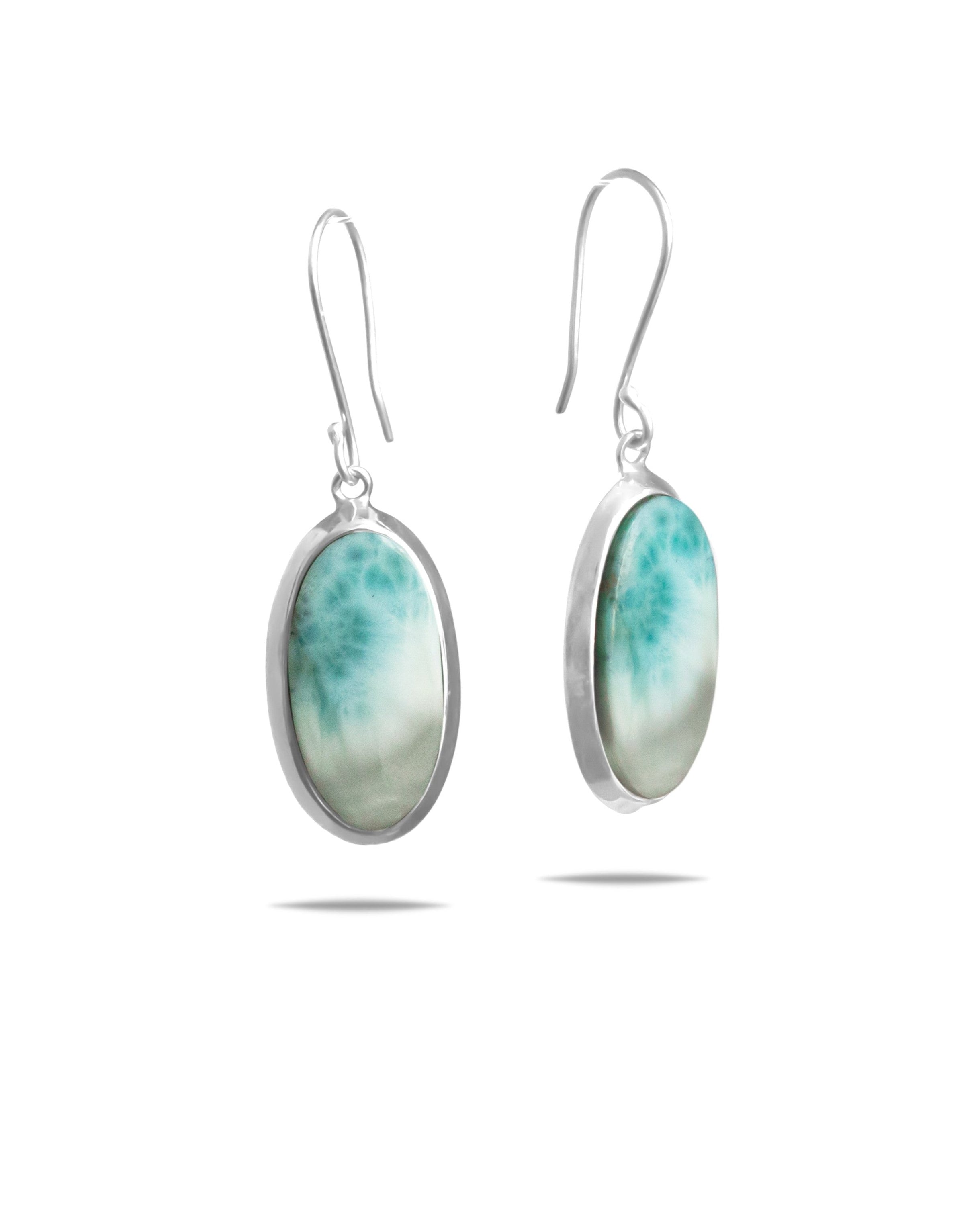Larimar Drop Earrings - 925 Silver