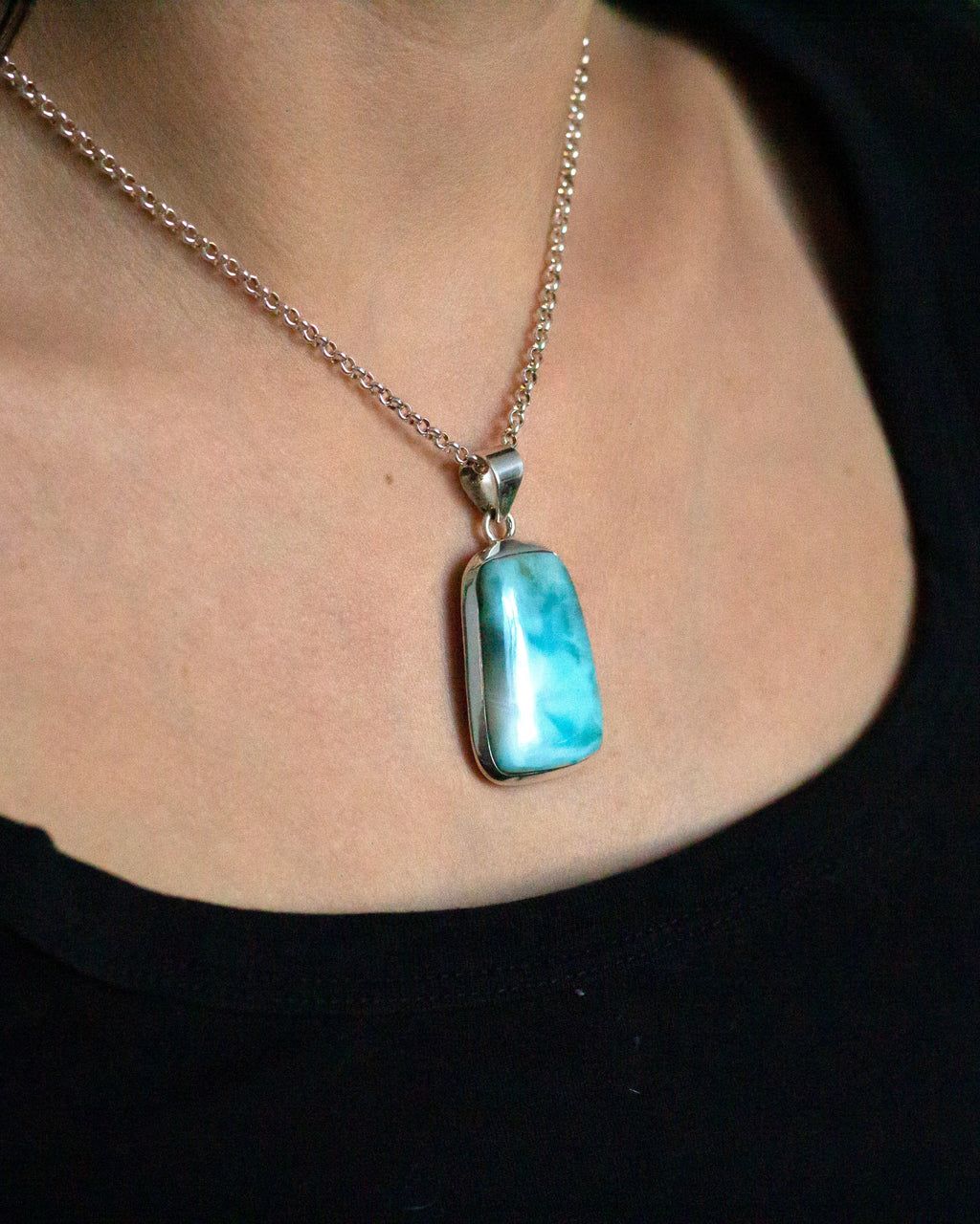 Larimar Necklace on Model