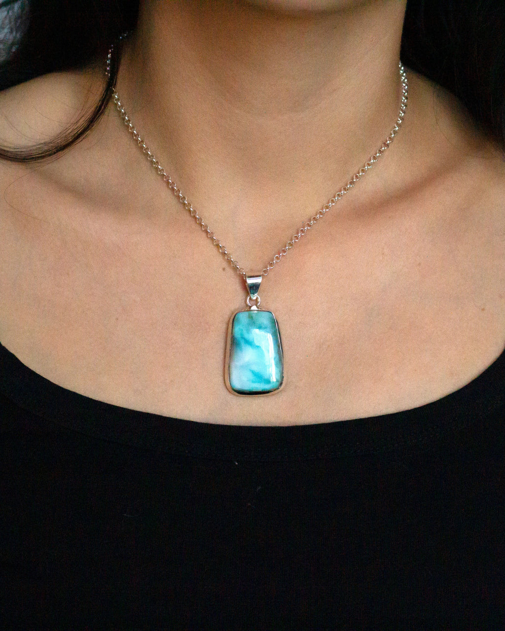 Larimar Necklace on Model