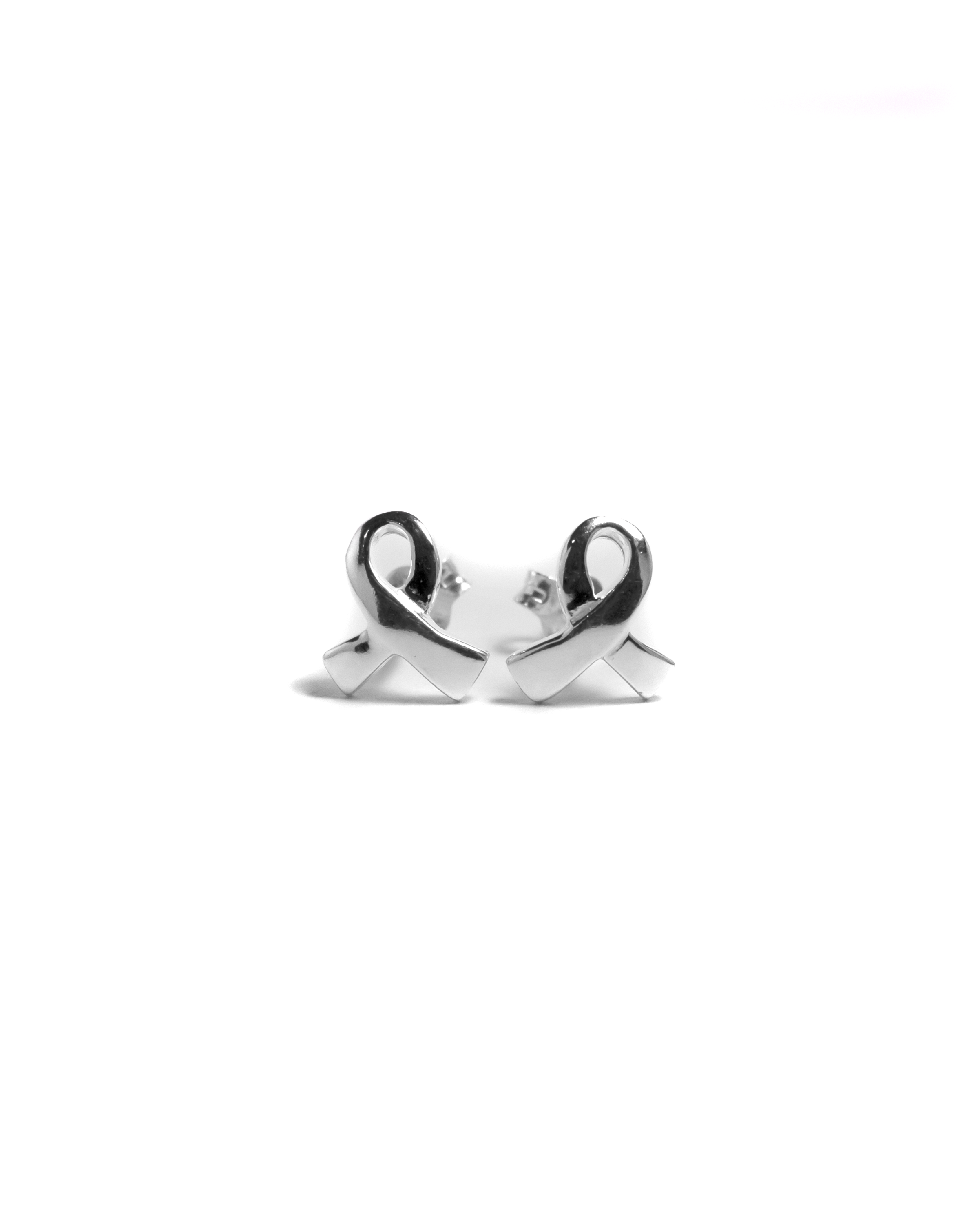 Silver Ribbon Stud Earrings