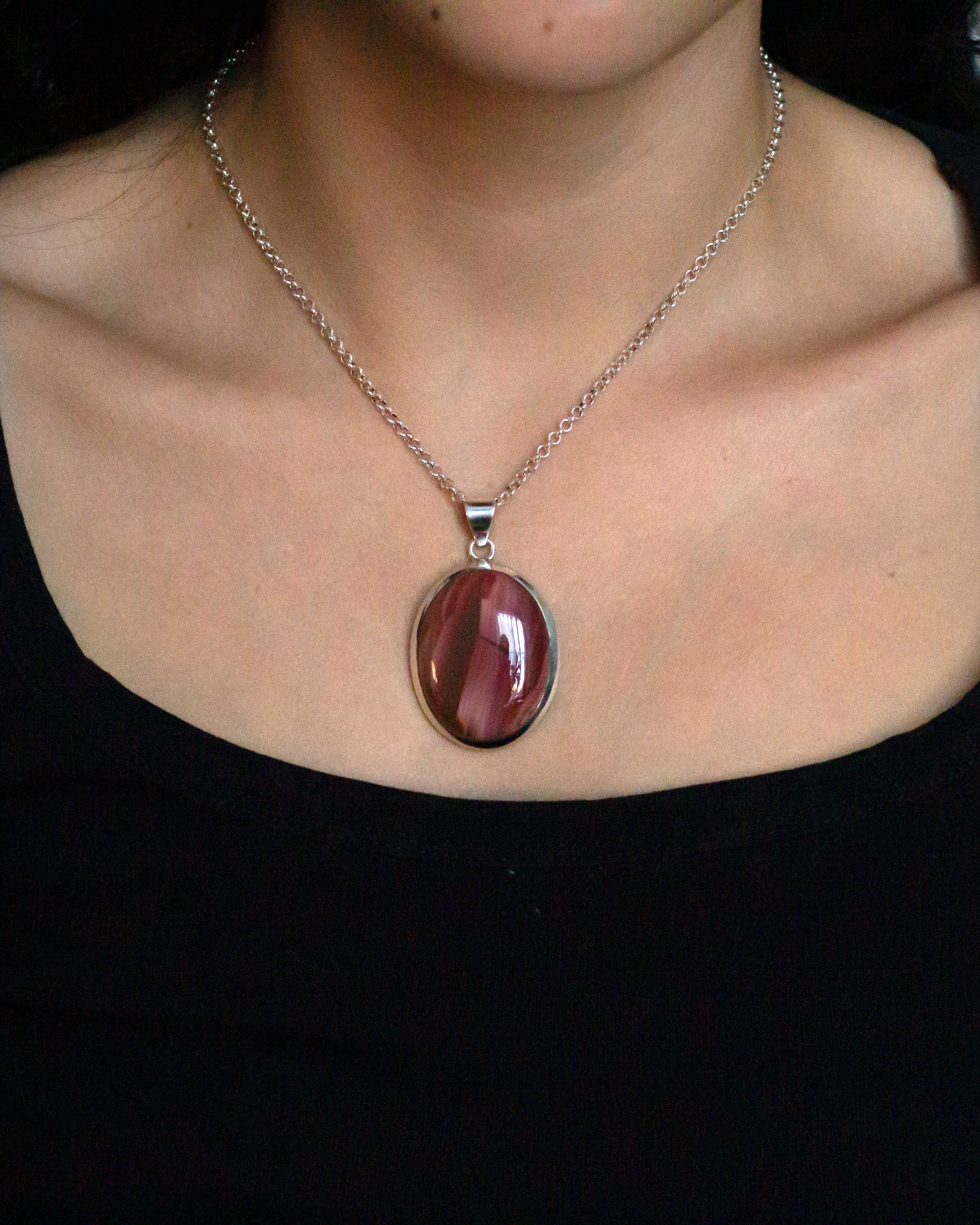Round Jasper Necklace red