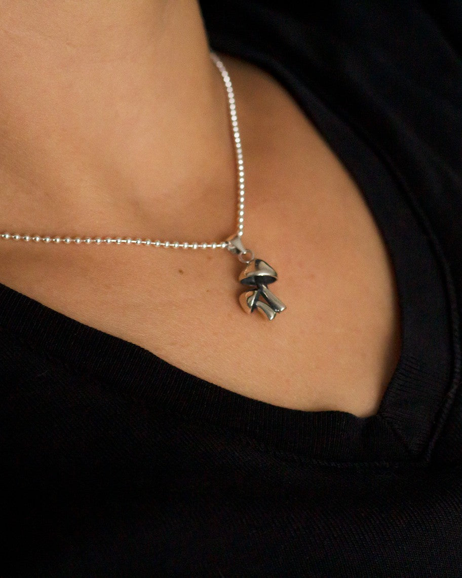 Sterling Silver Mushroom Necklace