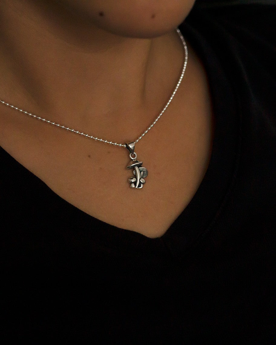 Sterling Silver Mushroom Necklace