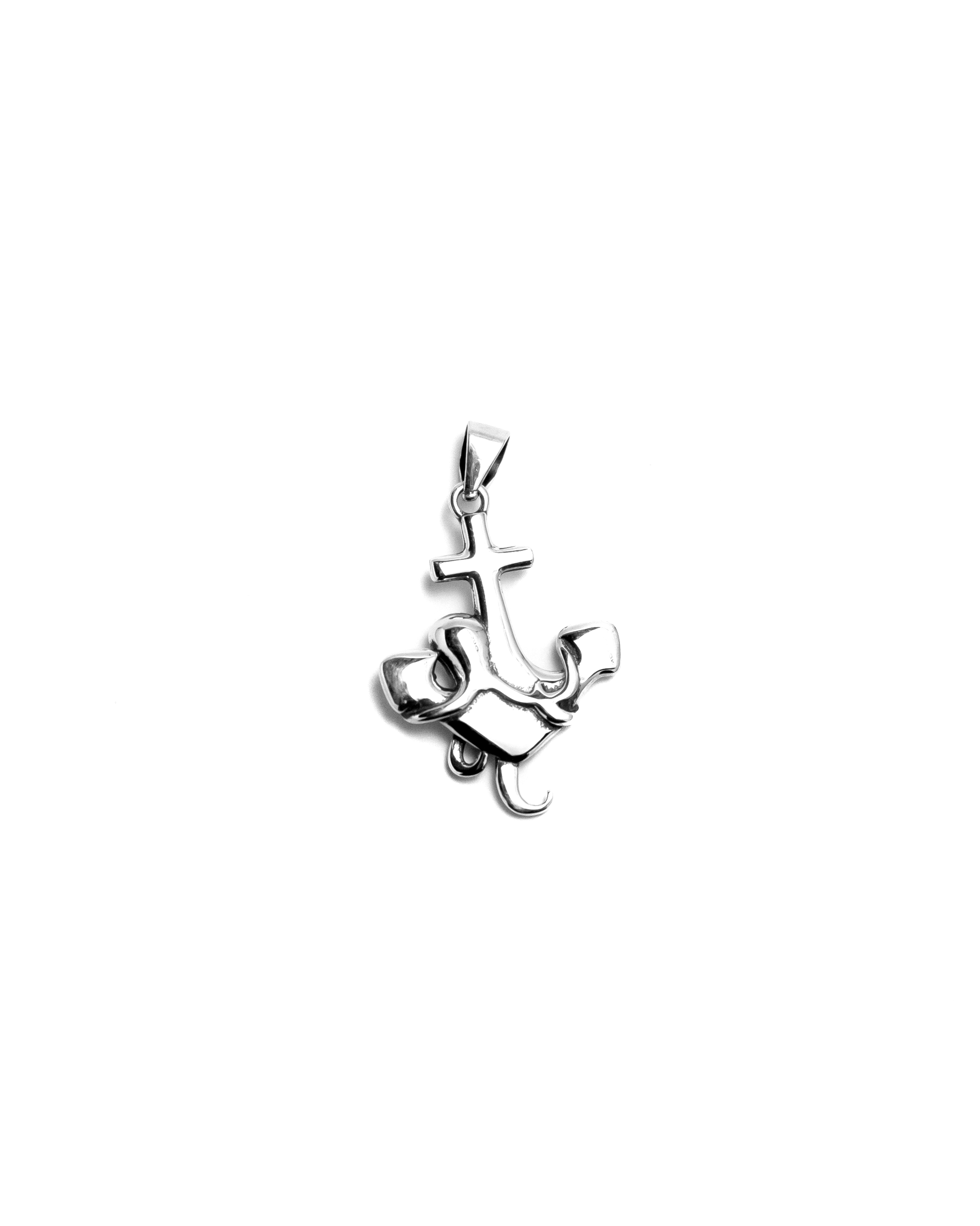 anchor and octopus silver pendant