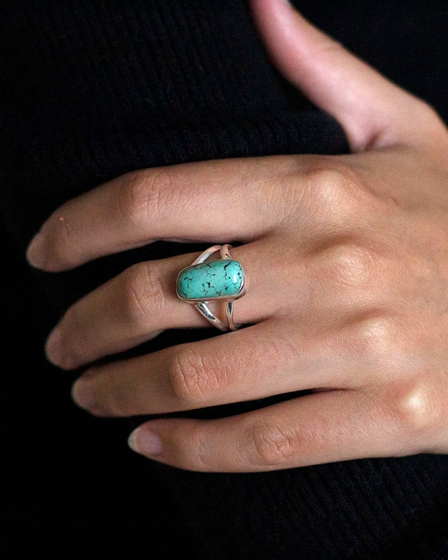 free form natural turquoise ring