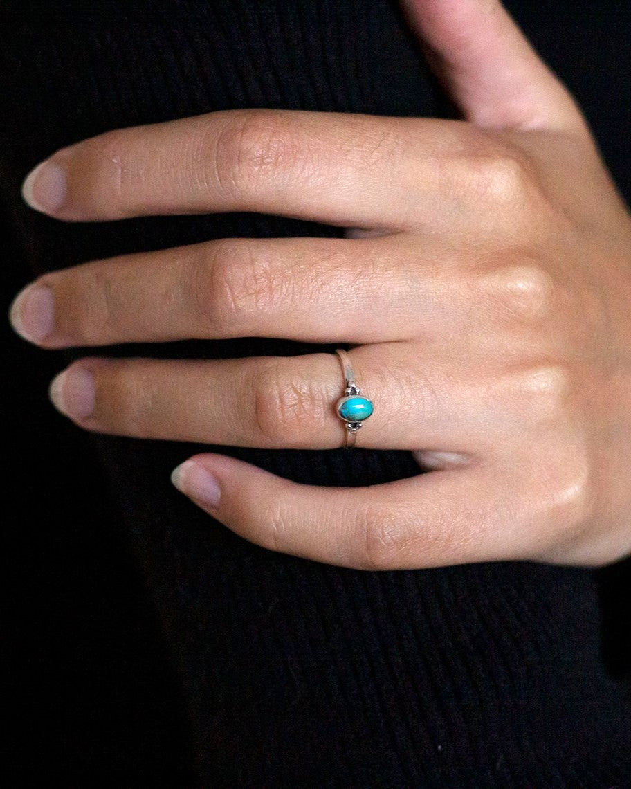 tiny oval turquoise ring 