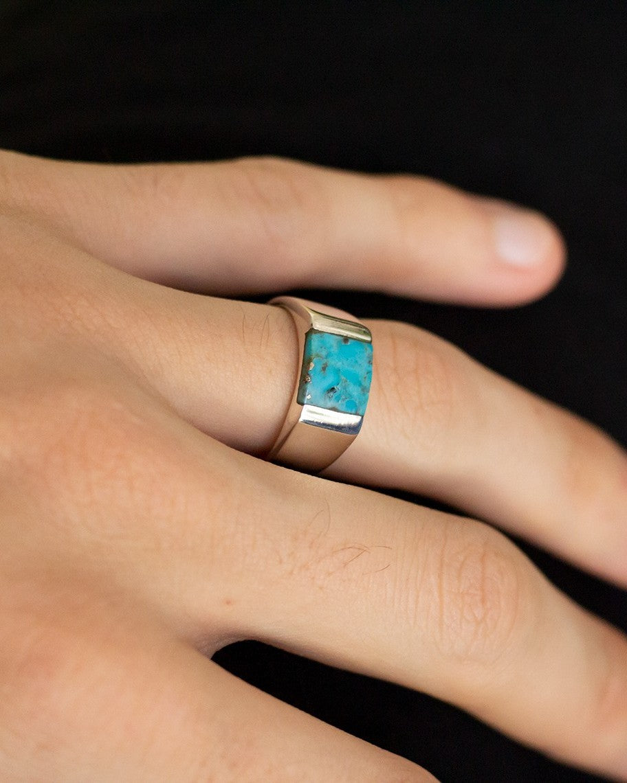 turquoise signet ring in silver